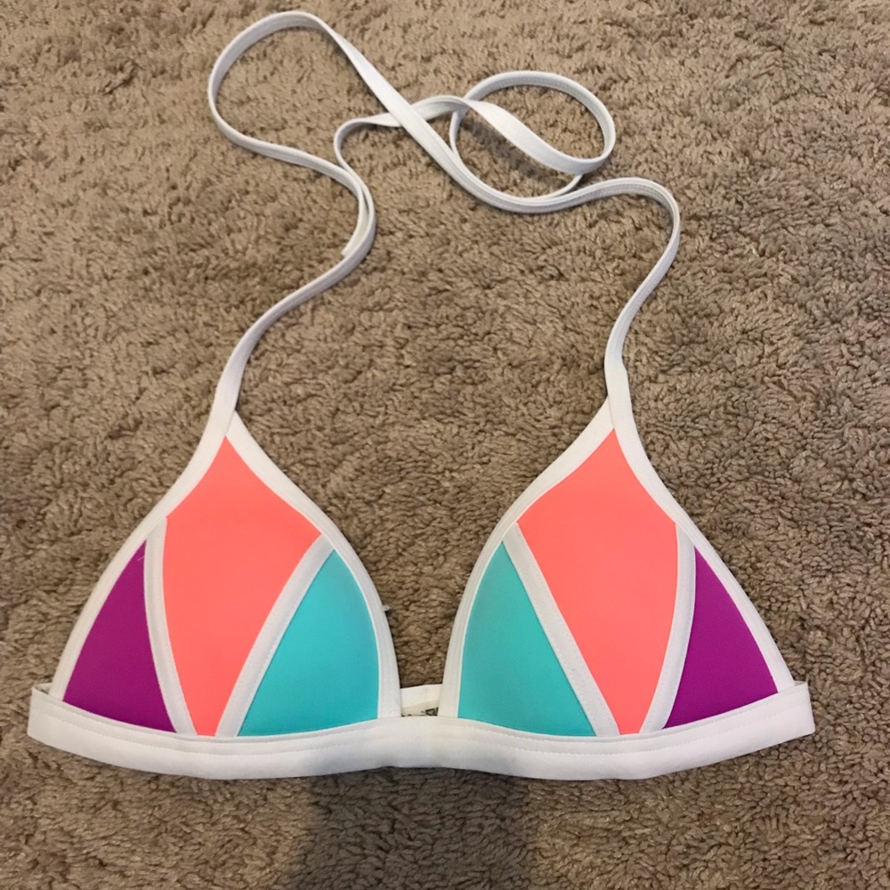 vs pink color block bikini top